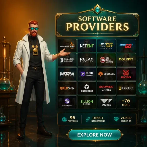 Alquimista Jefe mostrando proveedores de software de Boomzino en pantalla de mosaico brillante